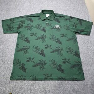 University of Hawaii Men's XL Green Tropical Leaf Print Polo Shirt Golf Casual